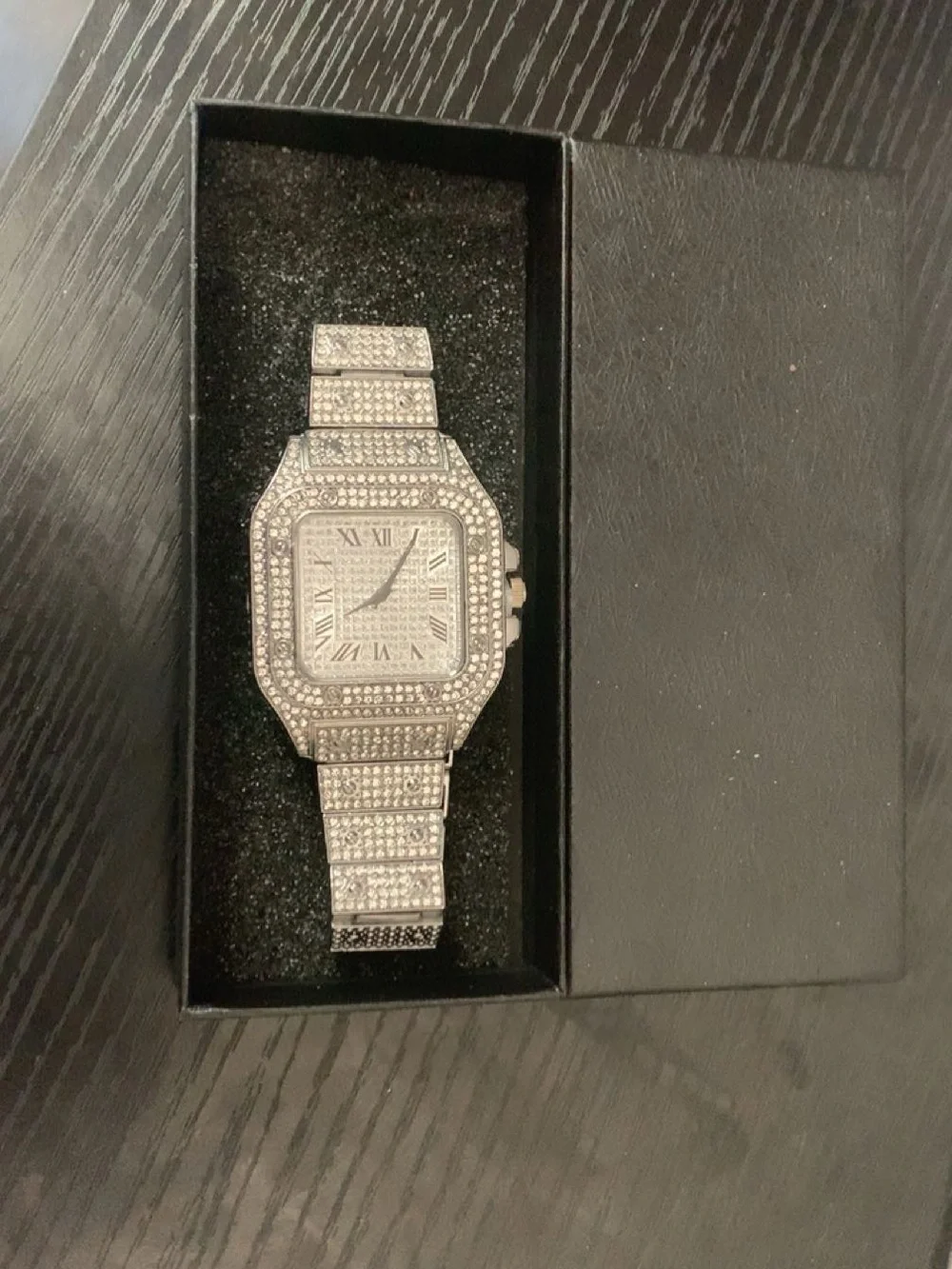 Silver Crystal Pavé Men's Bracelet Watch